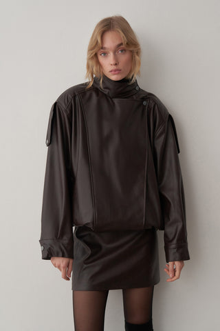 Deri Bomber Ceket Etek Takım