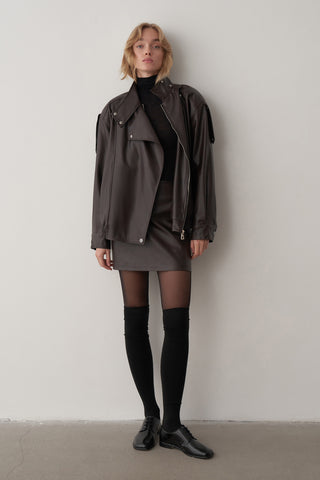 Deri Bomber Ceket Etek Takım