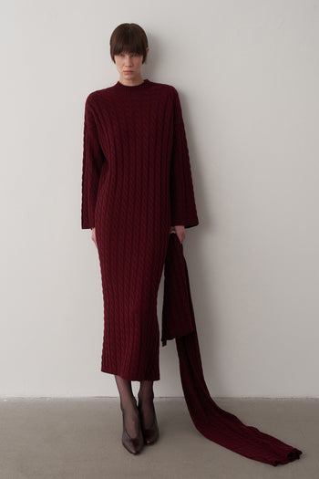 Saç Örgü Atkılı Triko Elbise