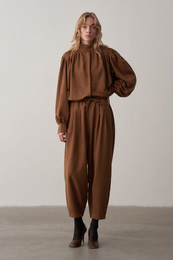 Süet Balon Kol Gömlek