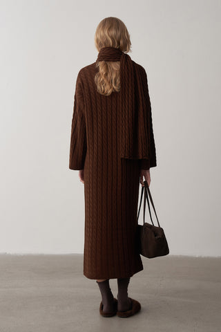 Saç Örgü Atkılı Triko Elbise