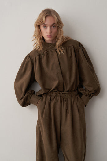 Süet Balon Kol Gömlek