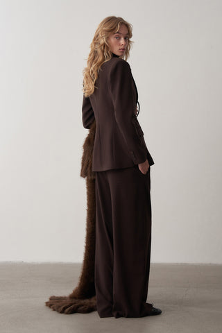 Femme Blazer Ceket Palazzo Pantolon Takım