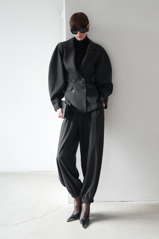 Nora Balon Kol Kruvaze Ceket Pantolon Takım