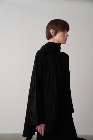 Saç Örgü Atkılı Triko Elbise