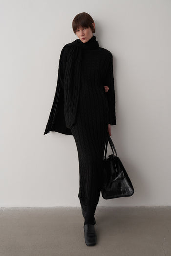 Saç Örgü Atkılı Triko Elbise