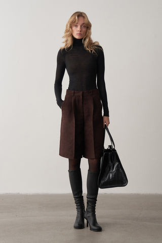 Süet Oversize Ceket ve Şort Takım