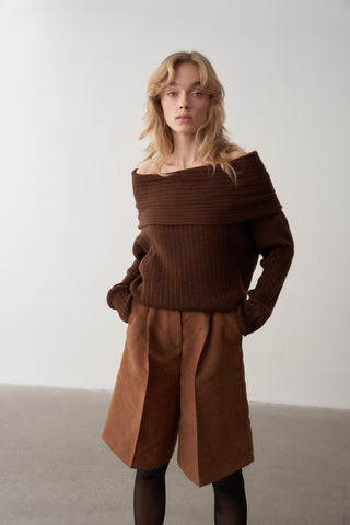 Süet Oversize Ceket ve Şort Takım