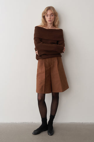 Süet Oversize Ceket ve Şort Takım