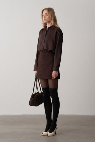 Süet Bomber Ceket Etek Takım