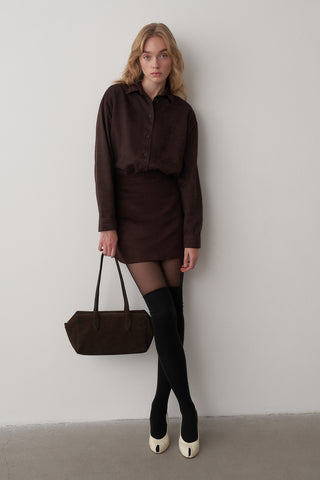 Süet Bomber Ceket Etek Takım