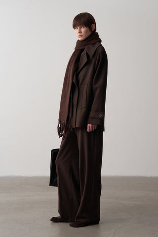 Kruvaze Yaka Kısa Kaşe Kaban