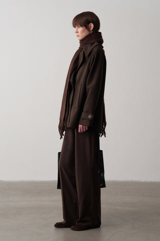 Kruvaze Yaka Kısa Kaşe Kaban