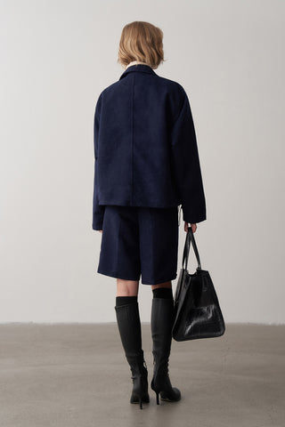 Süet Oversize Ceket ve Şort Takım