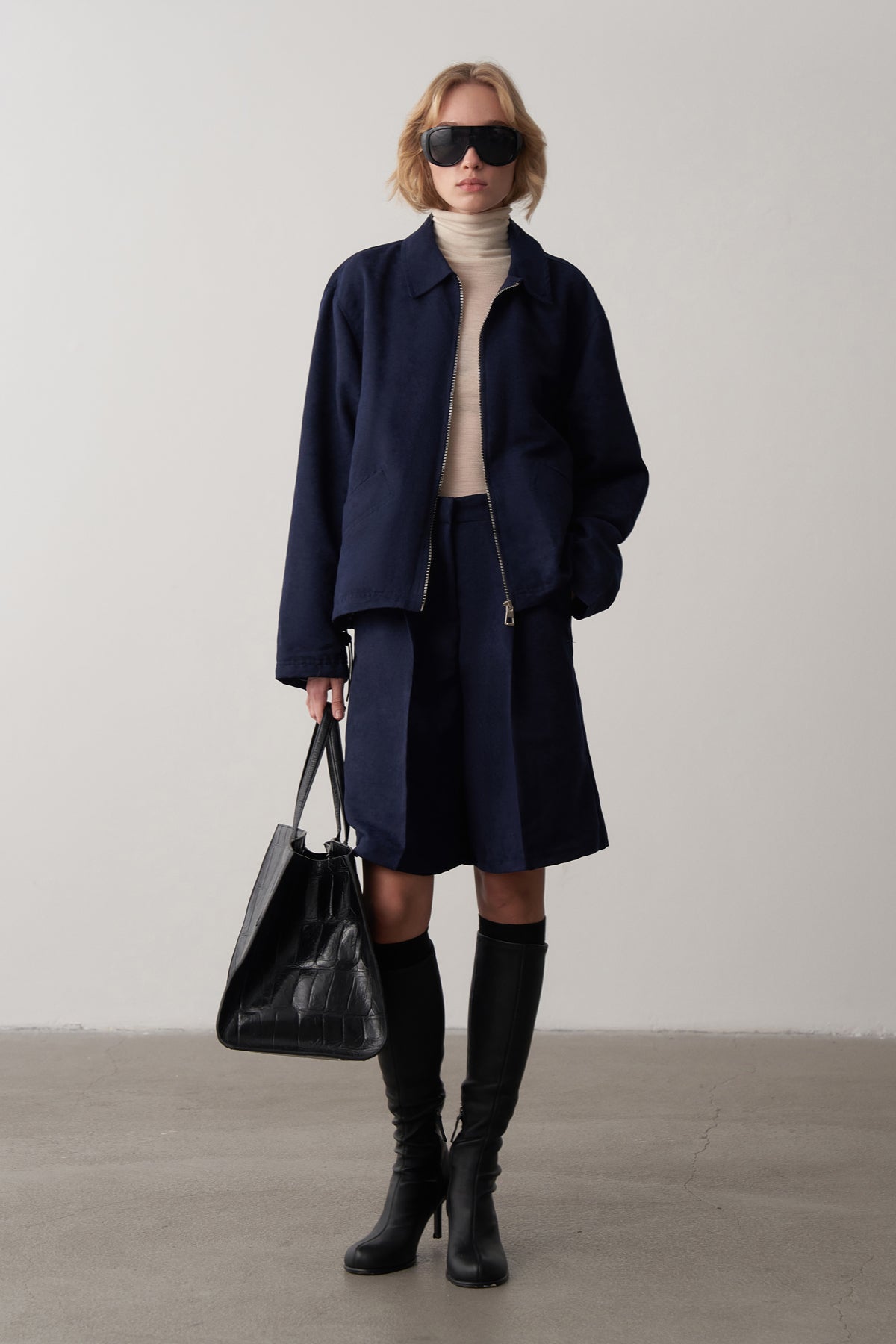Süet Oversize Ceket ve Şort Takım