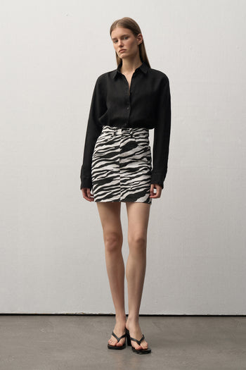 Zebra Desenli Mini Etek