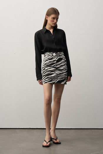 Zebra Desenli Mini Etek