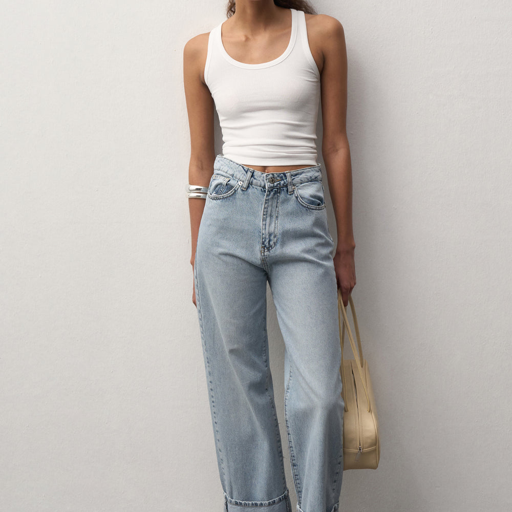 Mathilda Katlı Paça Wide Leg Jean