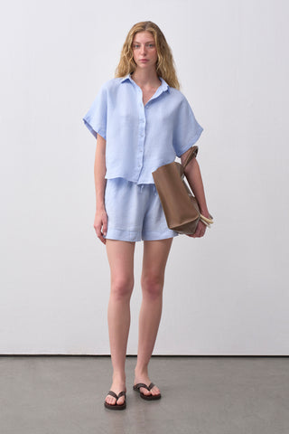 Keten Şort Gömlek Takım