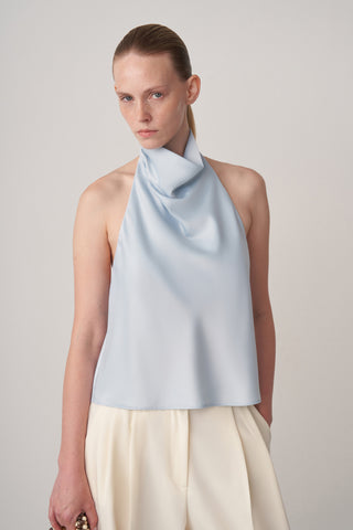 Halter Yaka Saten Bluz
