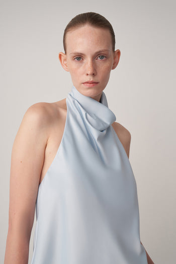 Halter Yaka Saten Bluz