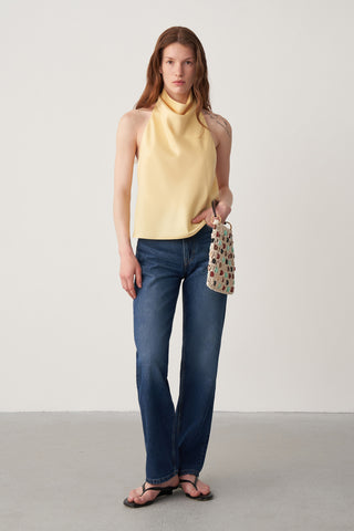 Halter Yaka Saten Bluz