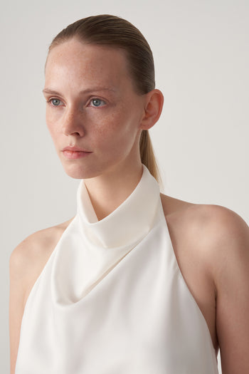 Halter Yaka Saten Bluz