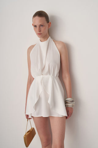 Halter Yaka Saten Mini Elbise