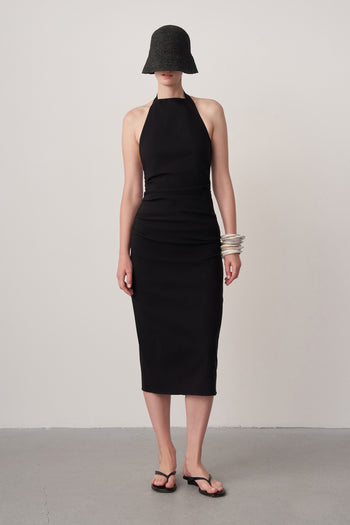 Halter Yaka Midi Elbise