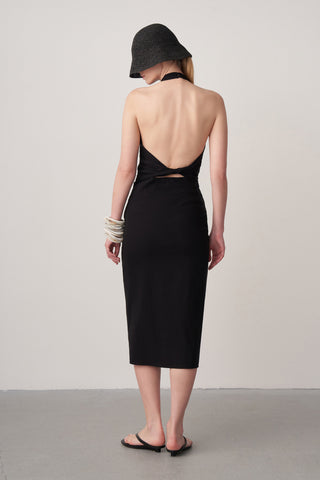 Halter Yaka Midi Elbise