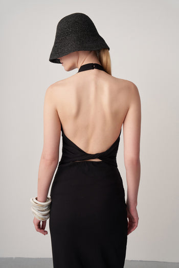 Halter Yaka Midi Elbise