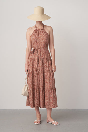 Desenli Midi Elbise
