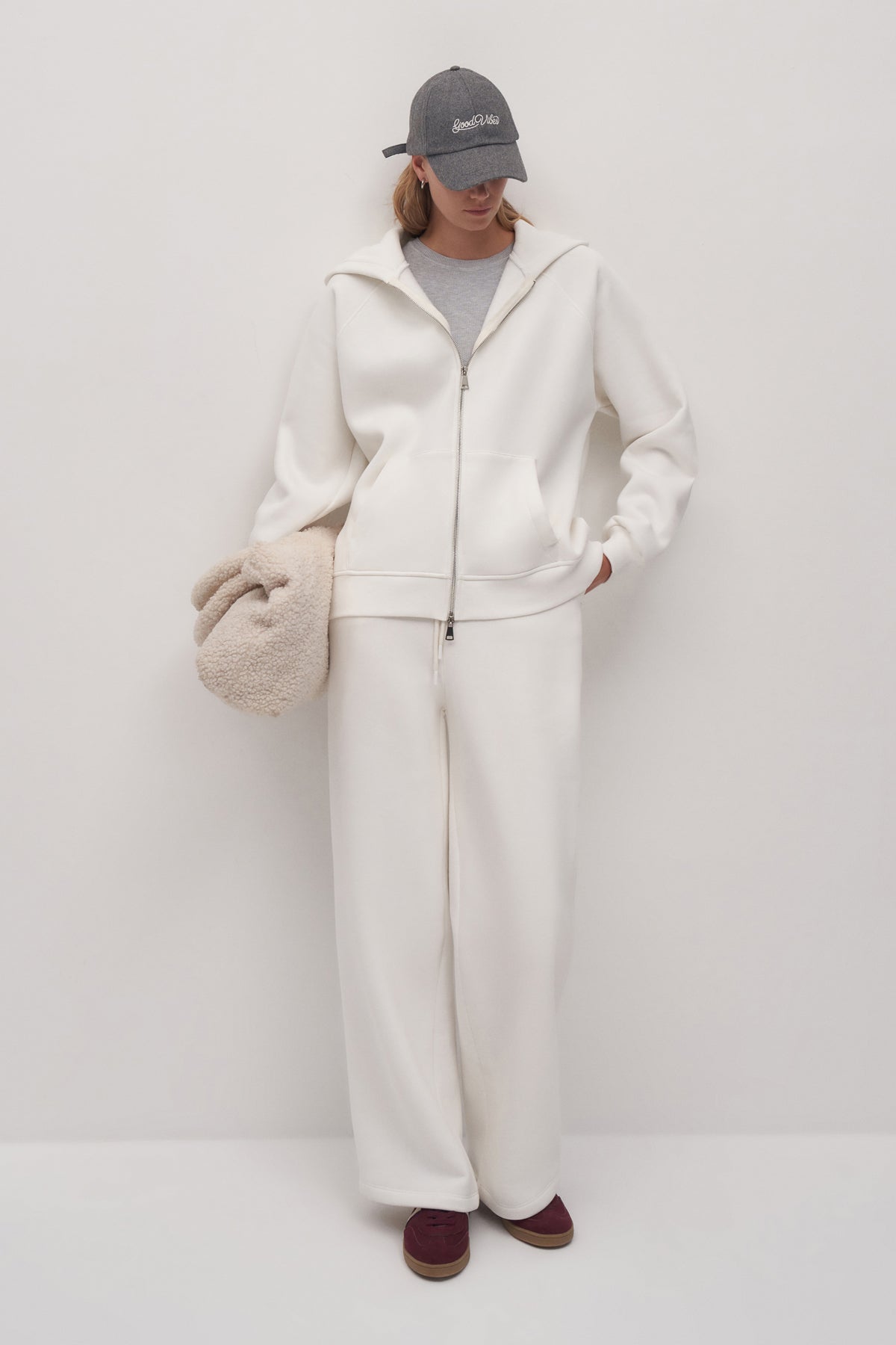Oversize Çift Fermuarlı Sweatshirt Palazzo Eşofman Takım